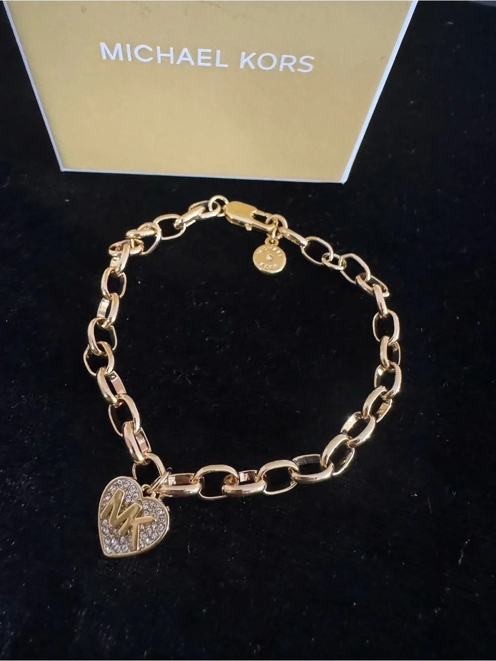 Michael Kors Gold Heart Link Bracelet with MK Charm